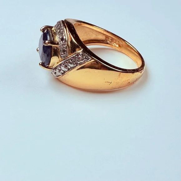 Ross Simons 3 CT Natural Blue Sapphire Vermeil Sterling Silver 925 Vintage Ring - Picture 5 of 11